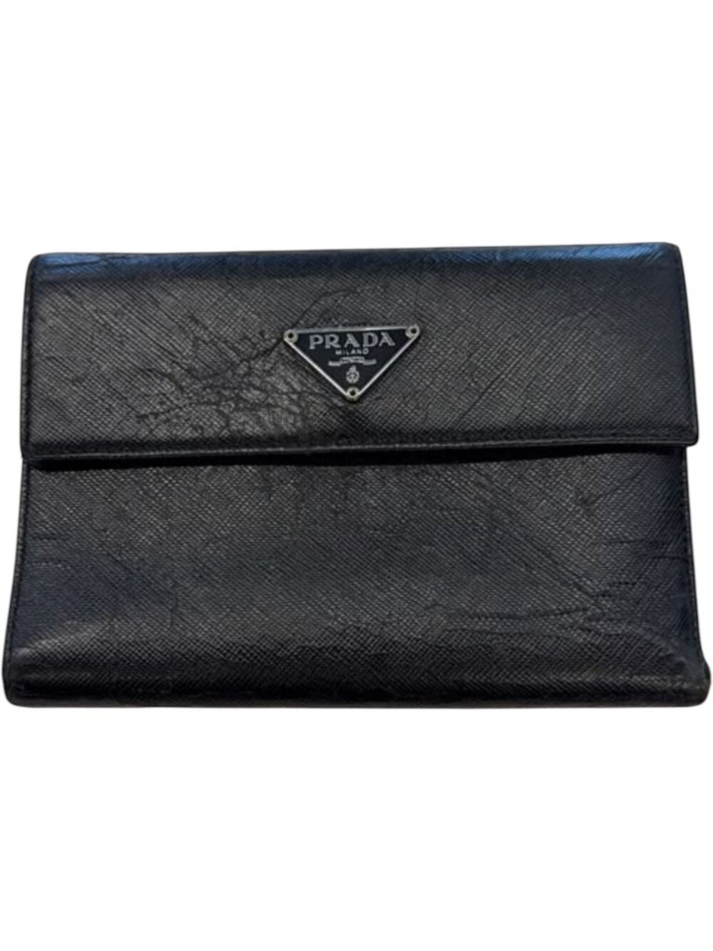 703153CR C1 Prada Wallet Black Leather
